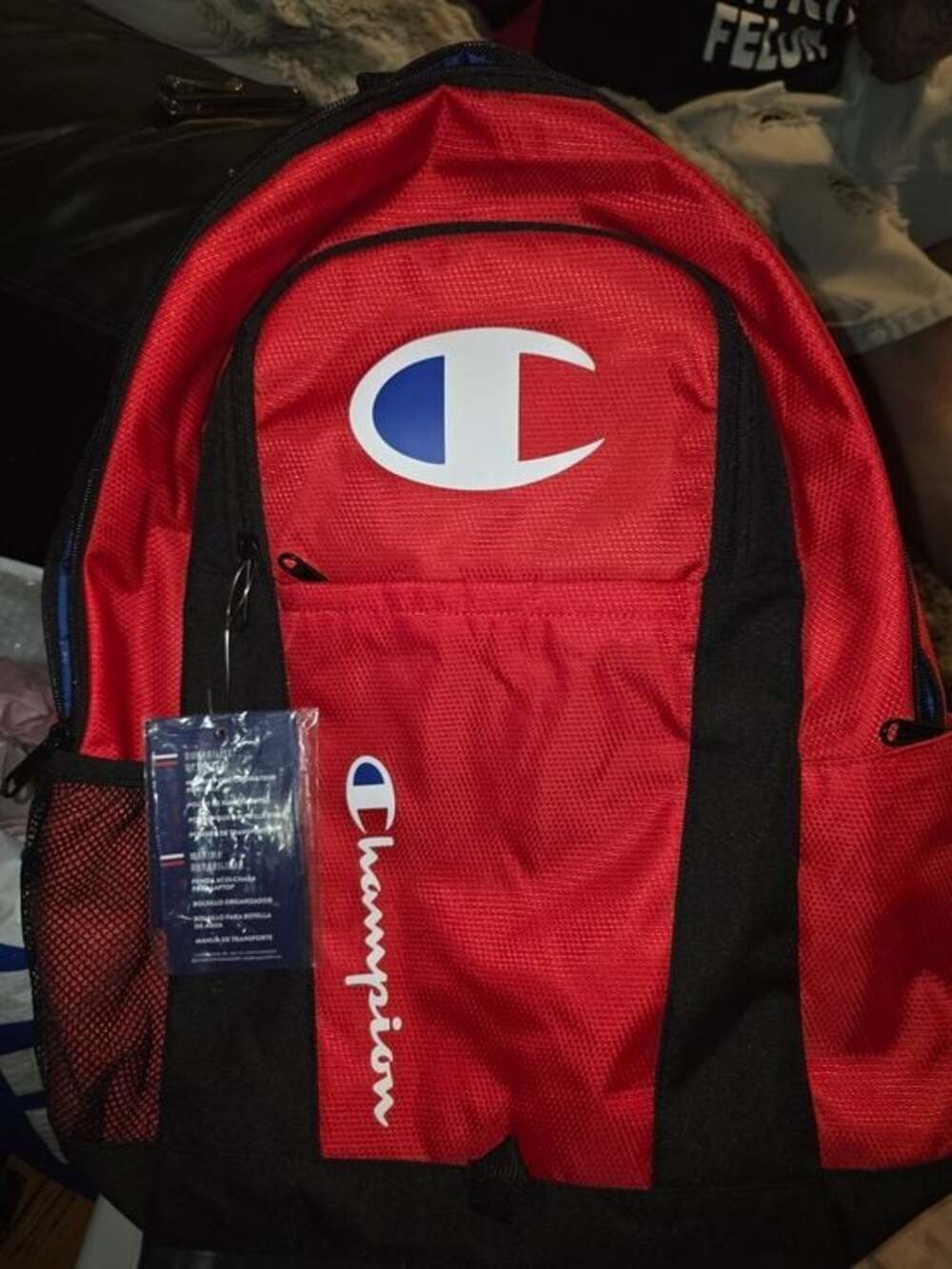 Champion Red & Black Men's Backpack - Logo Front Pocket
